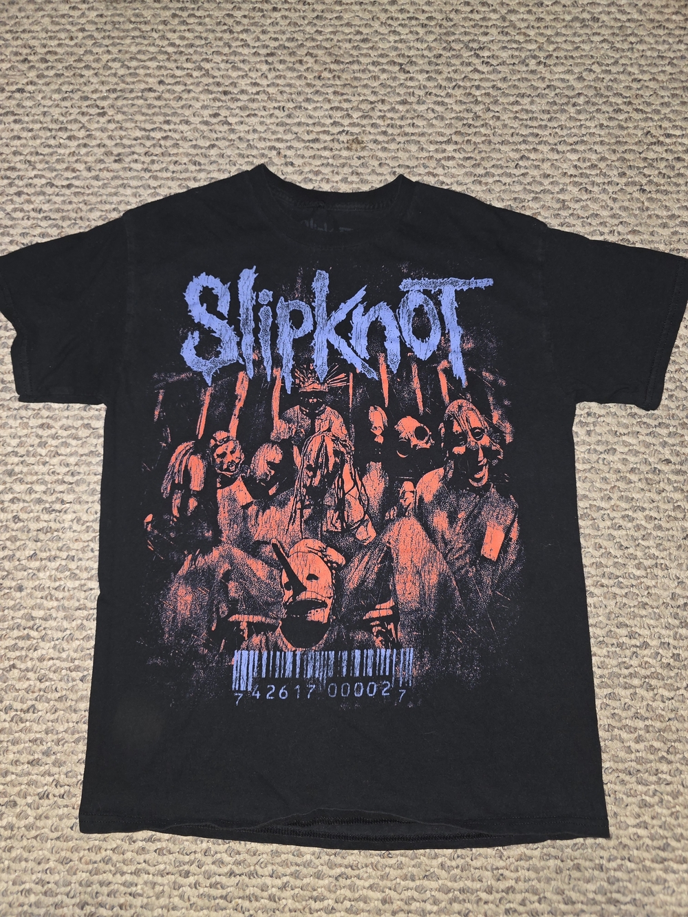 Slip Knot Black Graphic Band Tee with Blue & Red Print
